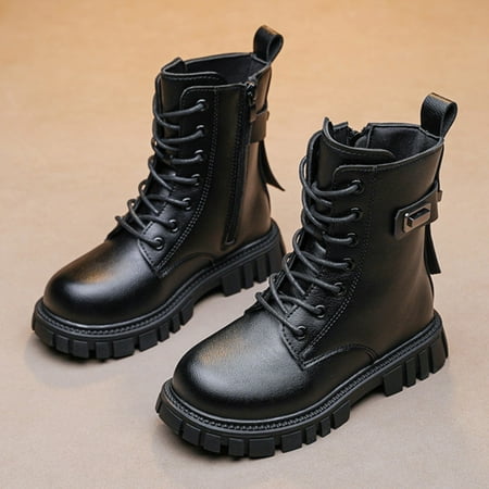 

JIKNTTR Toddler Gilrs Boots With Zipper Suede Ankel Booties Children Shoes Thick Soled Boots Fashion Baby Soft Soled High Top Boots Fashion Rainbow Boots