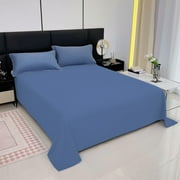 AuroraX 100% Cotton Bed Sheets Full Size 100% Cotton Flat Sheets,Solid Cooling Double Bed Sheet for Residential Summer Sold-Separately