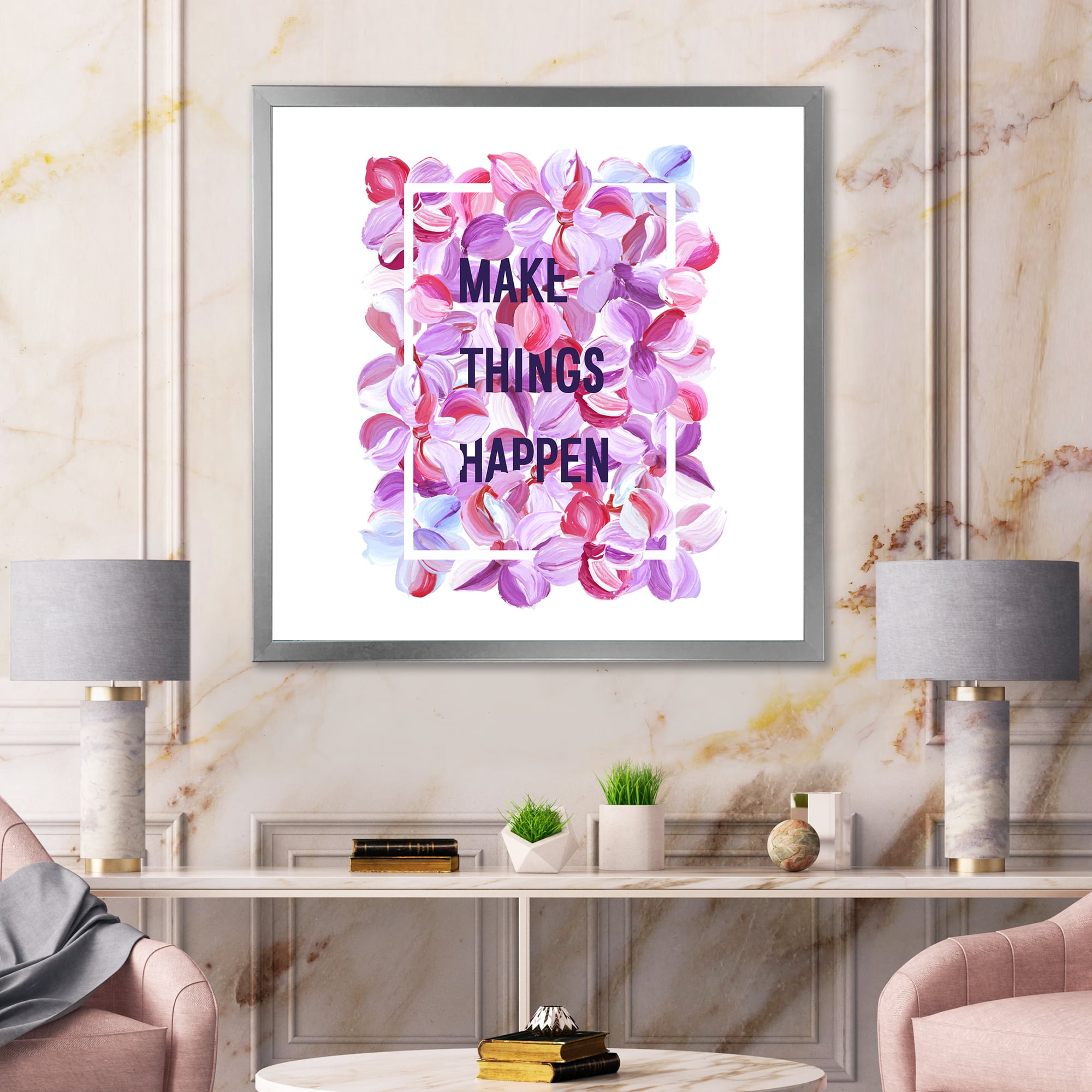 Designart 'Make Things Happen On Purple Flowers' Traditional Framed Art Print