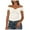 White, variant on Yuanlong Womens T-Shirts Summer Short Sleeve Pleated Front Off The Shoulder Tunic Tee Shirts Daily Outdoor Slim Lady Tops