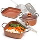 thumbnail image 1 of Moss & Stone Juego de 7 ollas y sartenes de cobre, utensilios de cocina de cobre antiadherentes, sartenes cuadradas de cobre para cocinar, olla redonda de cobre y cesta para freír, sartén profunda apt, 1 of 5