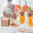thumbnail image 4 of Round Cork Coasters For Drinks,with Metal Holder Storage Caddy, 4 of 5