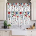 thumbnail image 4 of 3 Piece Kitchen Curtains and Valances Set Independence Day Cafe Curtains 36 Inch Length Eucalyptus Leaves Country Flowers Valance & Tier Curtain for Living Room Bedroom Small Window 54"x18"+27"x36"*2, 4 of 6