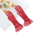 thumbnail image 5 of Unique Bargains 1 Pair Sunblock Mittens Fishing Net Rhinestone Sun Block Driving Gloves for Women Red, 5 of 5