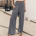 thumbnail image 2 of Seductiva Women's Lounge Pants Linen Pants Women Summer Wide Leg Pants Drawstring Elastic Waist Pants High Waisted Pants Casual Beach Trousers Loose Casual Pants, 2 of 5