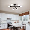 thumbnail image 2 of Q&S Modern Sputnik Chandelier,6-Light Ceiling Light,Ceiling Lights Fixture for Bedroom,Dining Room,Kitchen,Office (Black), 2 of 9