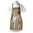 thumbnail image 4 of Karate Apron, Perform Karate Martial Arts Sports Cartoon, Unisex Kitchen Bib with Adjustable Neck for Cooking Gardening, Adult Size, Sepia Dark Tan, by Ambesonne, 4 of 4