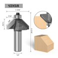 thumbnail image 1 of MYG 1PC 1/2 Shank 45 degrees with bearing Router Bits for Woodworking milling cutter, 1 of 5