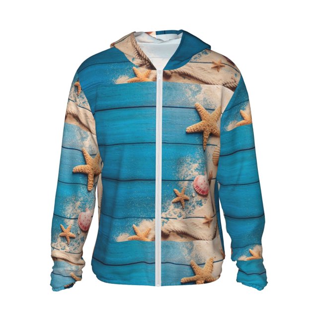 Balery Shells and Starfish Sudadera ligera de manga larga con capucha y protección solar UPF 50+ para hombre y mujer, ideal para pesca y running-XX-Large