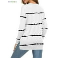 thumbnail image 3 of BadPiggies Women's Long Sleeve Crew Neck T Shirt Casual Striped Pullover Sweatshirt Fall Winter Blouse Loose Tunic Tops (L, White), 3 of 7