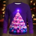 thumbnail image 2 of Feancey Big and Tall Christmas Graphic Tees for Men Fashion Xmas Tree Printed Long Sleeve Shirt Lightweight Casual Crewneck Pullover Tops Purple 4XL, 2 of 6