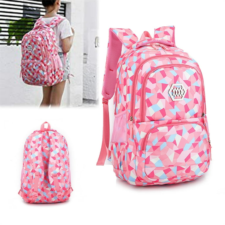 Fashion Girl Geometric Design Bookbag for Teens Backpack Colleg Cute Schoolbag Rucksack Women Travel Backpack,Pink
