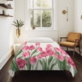 thumbnail image 4 of Pink Tulip Flower Large Tapestry for Bedroom Wall Hanging Tapestry,Spring Floral Leaves Plants Retro Beige Ceiling Backdrop Tapestries Poster Blanket Wall Decor for Teens Room Living Room 86" x 104", 4 of 8