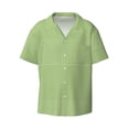 thumbnail image 2 of Lafuoo Green Gingham Pattern Men's Cuban Collar Short Sleeve Shirt, Button-Down Resort Beach Pocket Shirt-4X-Large, 2 of 7