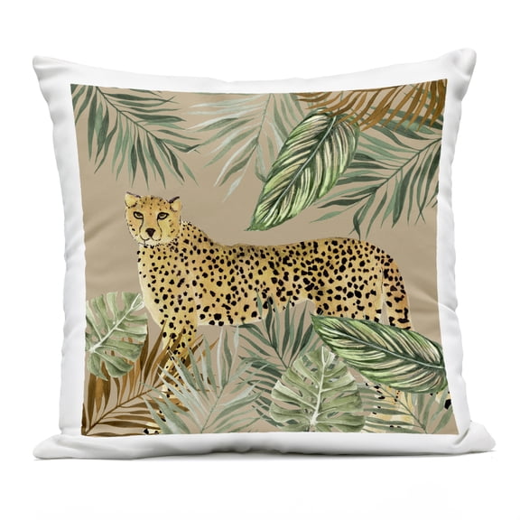 Stupell Industries Palm Leaves Around Leopard Design by Janet Tava Outdoor Printed Pillow