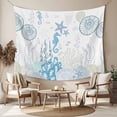 thumbnail image 2 of Coastal Blue Tapestry for Bedroom Wall Hanging Tapestry, Ocean Coral Starfish Jellyfish Seahorse Ceiling Backdrop Tapestries Poster Blanket Wall Decor for Teens Room Living Room Dorm 59" x 90", 2 of 8