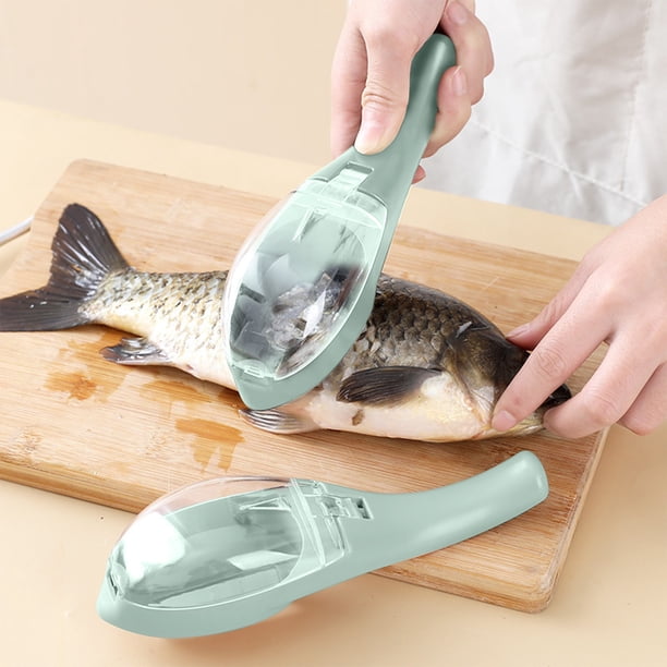 Xihbxyly Oferta Prime Del Día Solo Por Hoy Cepillo de Limpieza Rápida para Pescado con Tapa, Raspador de Plástico para Escamas de Pescado, Herramienta de Cocina Sencilla