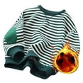 thumbnail image 1 of Aocisk Garçons Filles Classique à Rayures Col Rond Manches Longues Chandail Molletonné Chaud Haut Décontracté Vert 13-14 Ans, 1 of 8
