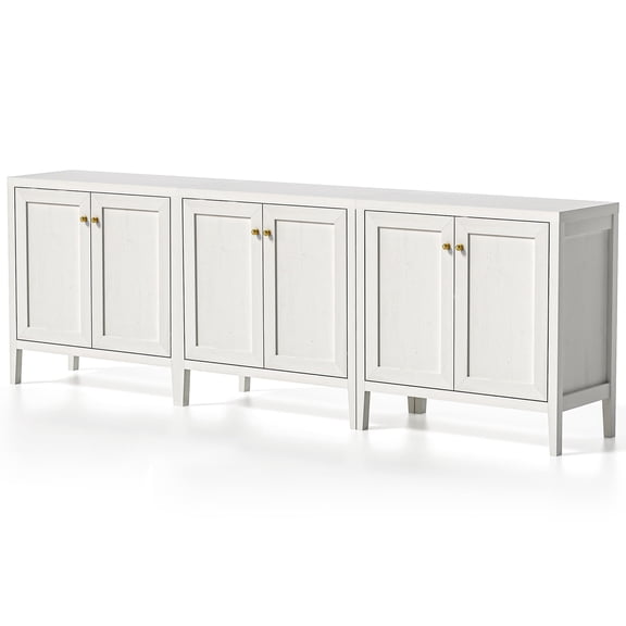 EYYTHUNG Sideboard Buffet Cabinet Set of 3 with Adjustable Shelves, Farmhouse Credenza Storage Cabinet, Living Dining Room Accent Furniture, Antique White