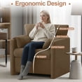 thumbnail image 3 of Oversized Accent Chair, 32.68" Wide Modern Armchair with Deep Seat, Mid-Century Comfy Reading Chair, Chenille Sofa Chair, Brown, 3 of 7