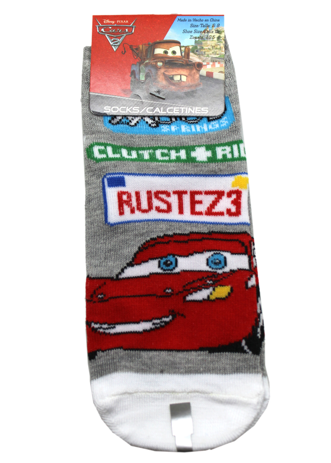 Cars Lightning McQueen "Rusteze" Gray/White Socks (1 Pair, Size 68