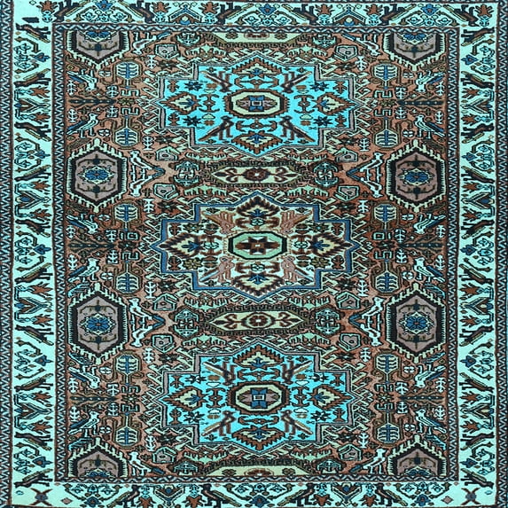 Ahgly Company Indoor Square Persian Light Blue Traditional Area Rugs, 5' Square