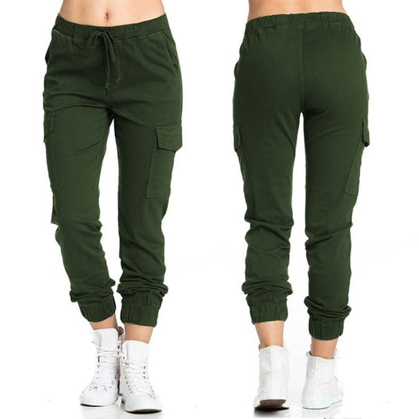 Pantalones Cargo Ajustados de Verano para Mujer Pantalones Informales con Cordón Elástico de Talle Alto para Exteriores con Múltiples Bolsillos ANGGREK Otros