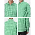 thumbnail image 6 of Unique Bargains Men's Plaid Button Down Long Sleeves Dress Checkered Shirts XL Green White, 6 of 6