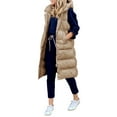 thumbnail image 1 of Dellytop Womens Stand Collar Thick Hooded Sleeveless Long Down Vest Coats, 1 of 2