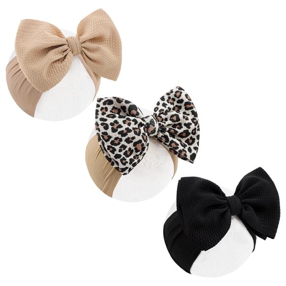 Cinta para el cabello Lanmerry 3 piezas moños para bebé niña 15 cm estampado de leopardo