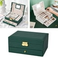 thumbnail image 5 of Jewelry Box Showcase with Drawer 4 Hooks Ears Jewellery Gift Green, 5 of 7