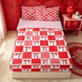 thumbnail image 3 of Erosebridal Kawaii Checker Bow Zipper Full Size Comforter Sets with Fitted Sheet and 2 Pillowcases for Girls, Red Classic Grid Ribbon Zipper Bedding Set, Pink Reversible, 4pcs, 3 of 7