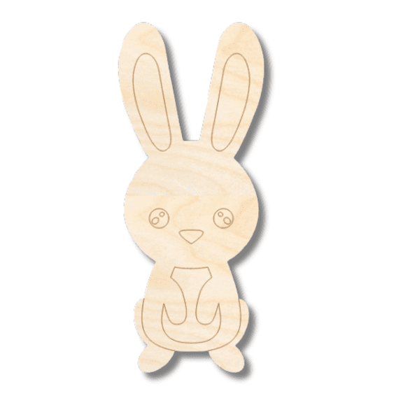 Unfinished Wood Etched Bunny Shape 12" / 1/4"