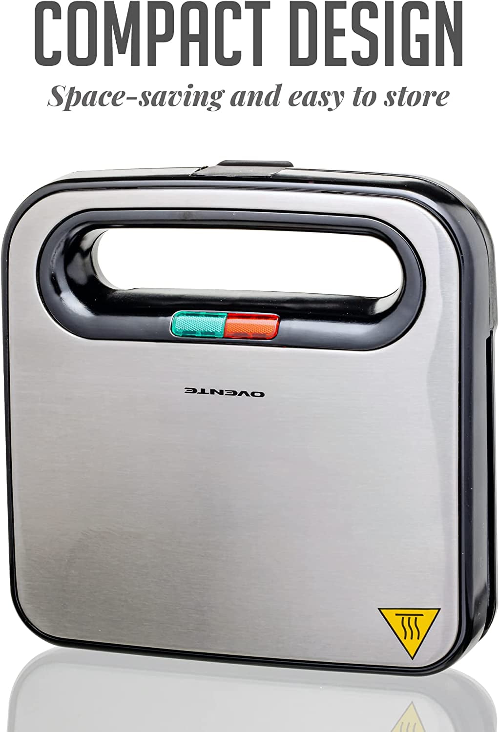 OVENTE Electric Sandwich Maker with Non-Stick Plates, Indicator Lights,  Cool Touch Handle, Easy to Clean and Store, Perfect for Cooking Breakfast