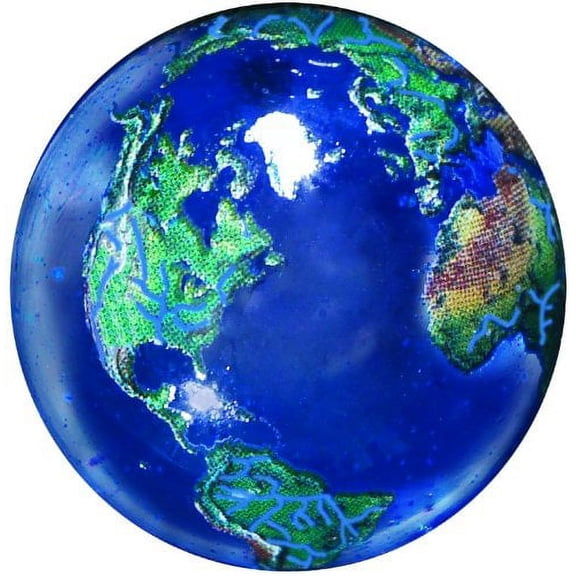 Natural Blue Earth Glass Marbles 22mm - Set of 3 w Stands, Set of 3 Highly Detailed World Map Marbles By Shasta Visions