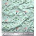 thumbnail image 1 of Soimoi Green Cotton Duck Fabric Swan & Moroccan Damask Printed Fabric 1 Yard 56 Inch Wide, 1 of 3