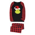 thumbnail image 2 of Conjuntos de pijamas navideños familiares a juego Grinch 2024, pijama de Grinch con parte superior y pantalones de pijama a cuadros, pijama de Grinch para niños y adultos para la familia, Hombres 2XL, 2 of 4