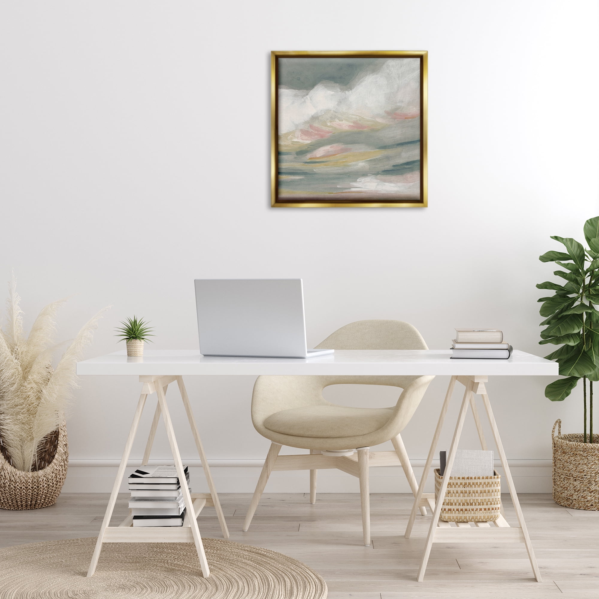 Stupell Industries Storm Clouds Abstraction Landscape Painting Gold Floater Framed Canvas Art Print Wall Art, 25 x 25