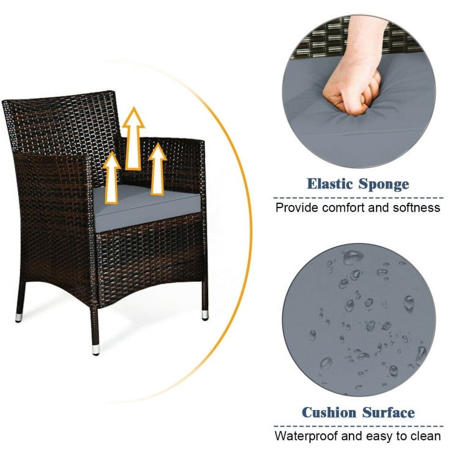 Aimee Lii 4 Pieces Patio Cushioned Wicker Conversation Set, Outdoor Sectional Set with with Glass Coffee Table, Gray Aimee Lii 4 Pieces Patio Cushioned Wicker Conversation Set, Outdoor Sectional Set with with Glass Coffee Table, Gray