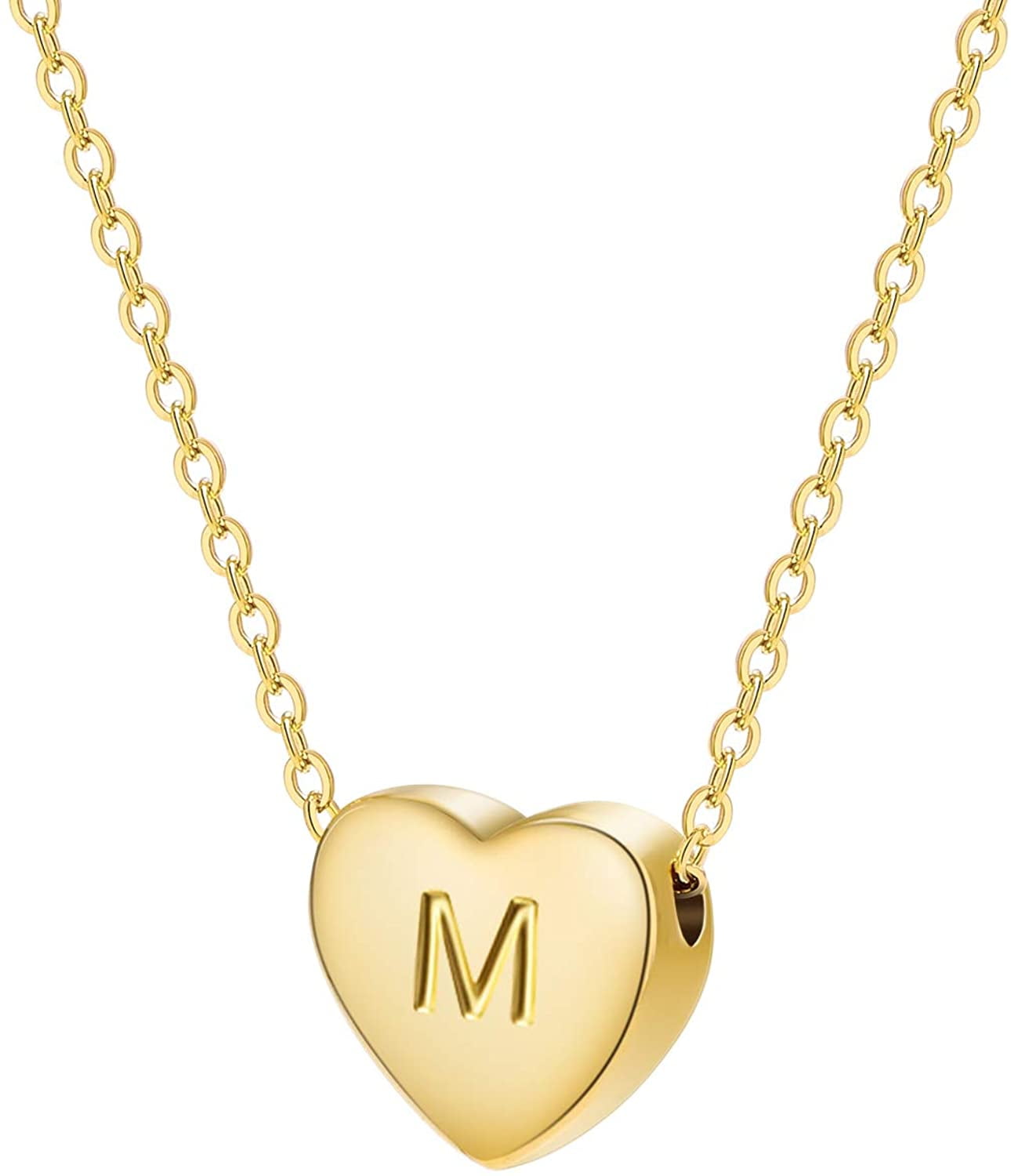 Tiny Gold Initial Heart Necklace-14K 