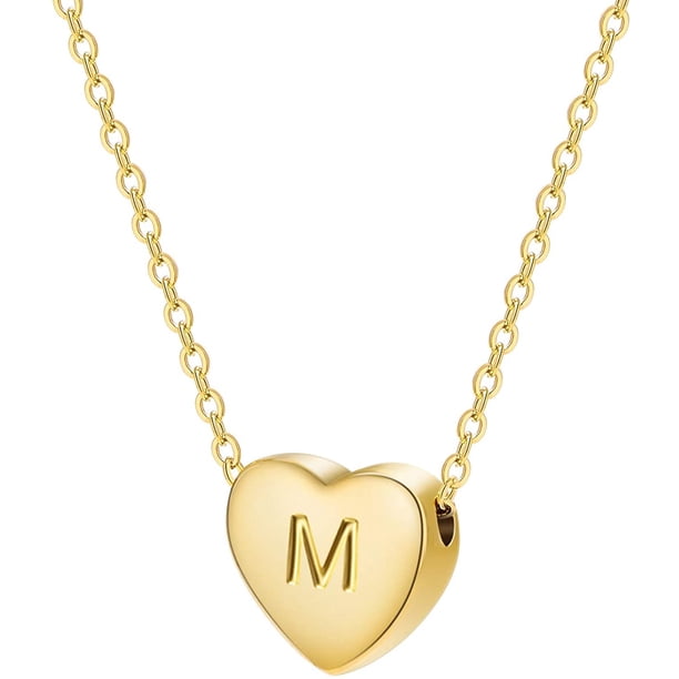 Delicado collar inicial con letras de la A a la Z 26 collar con colgante de corazón del alfabeto, regalo del día de San Valentín para ella, collar personalizado chapado en oro para niñas y mujeres Adepaton LRWJ197-13