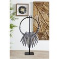 thumbnail image 2 of 10" x 21" Gray Teak Wood Handmade Tribal Necklace Sculpture with Stand, by DecMode, 2 of 9