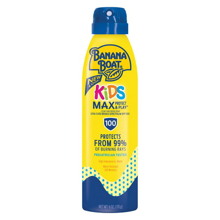 Banana Boat Kids Max Protect & Play Sunscreen C-Spray SPF 100, 6 (Best Sunscreen For Swimming)
