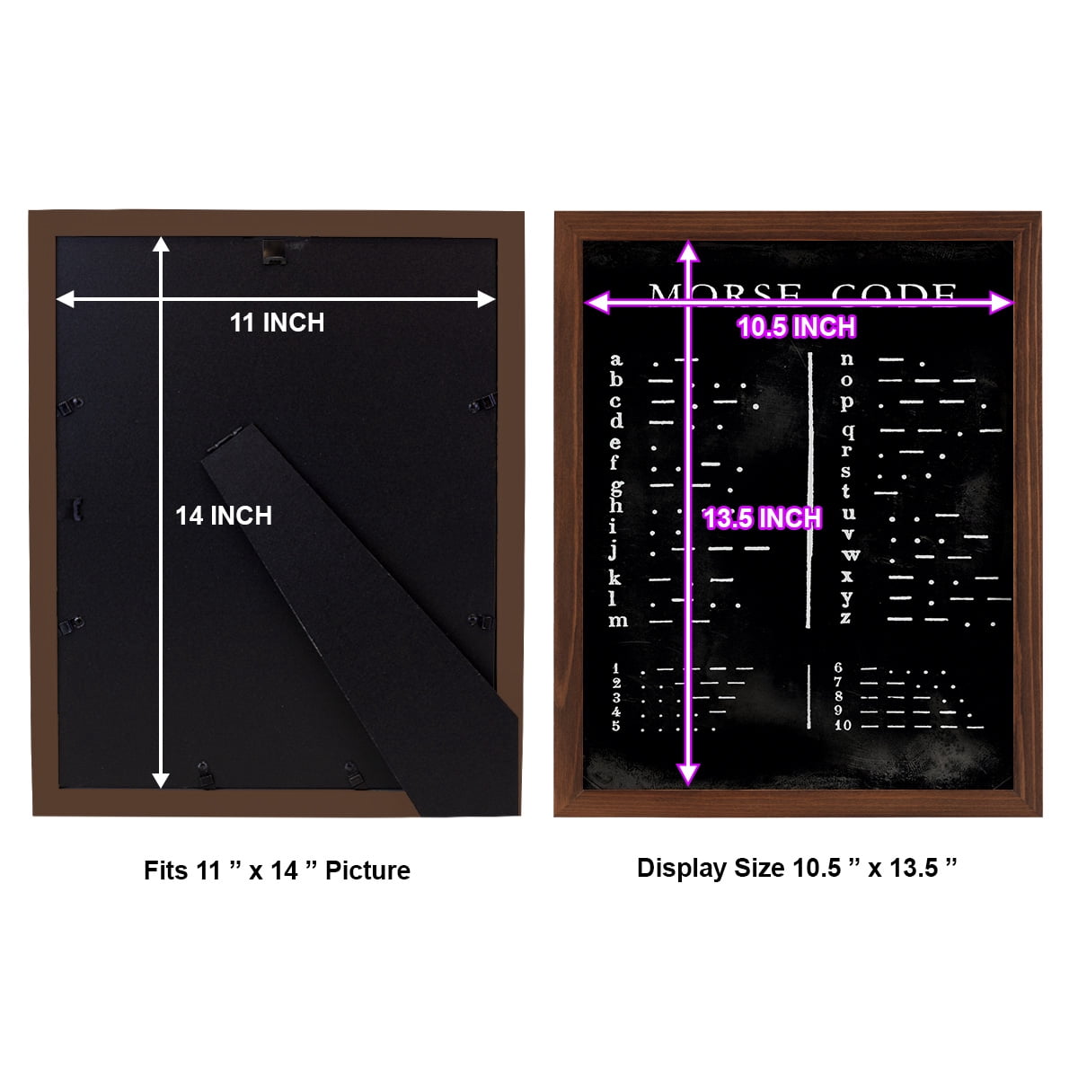 Morse Code Chart - Framed Print w/glass - Chestnut