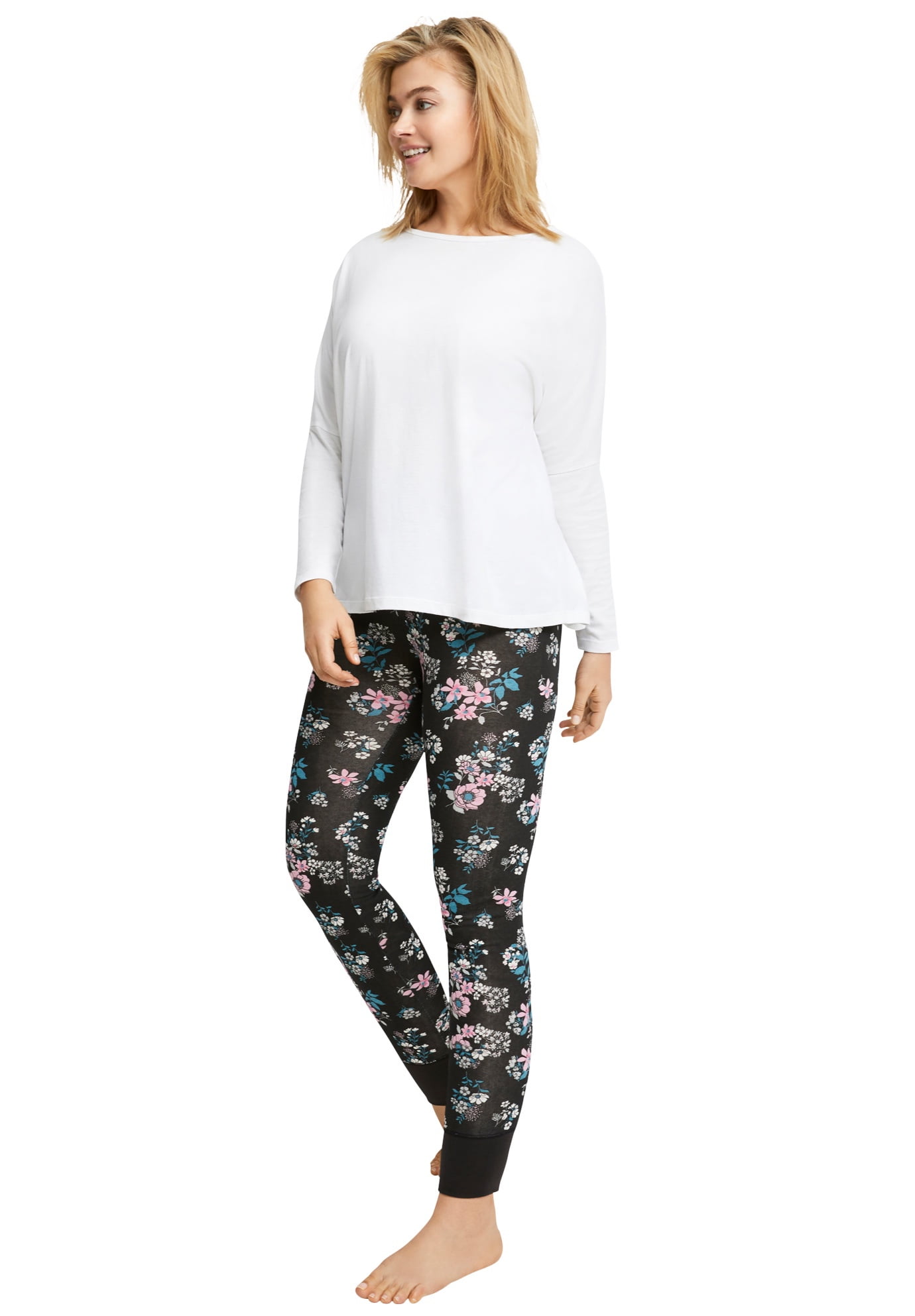 Ellos Ellos Women's Plus Size Rib Trim Sleep Leggings Pajamas