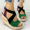 thumbnail image 1 of Sandalias de tacón de cuña informales con boca de pescado y suela gruesa para mujer de verano Wmkox8yii  sa4379, 1 of 7