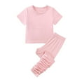 thumbnail image 1 of Odeerbi 1-7 Años Niños Niñas Pijamas de Verano Camisetas de Manga Corta de Algodón Pantalones Conjunto de Dos Piezas de Pijama Suave, 1 of 8