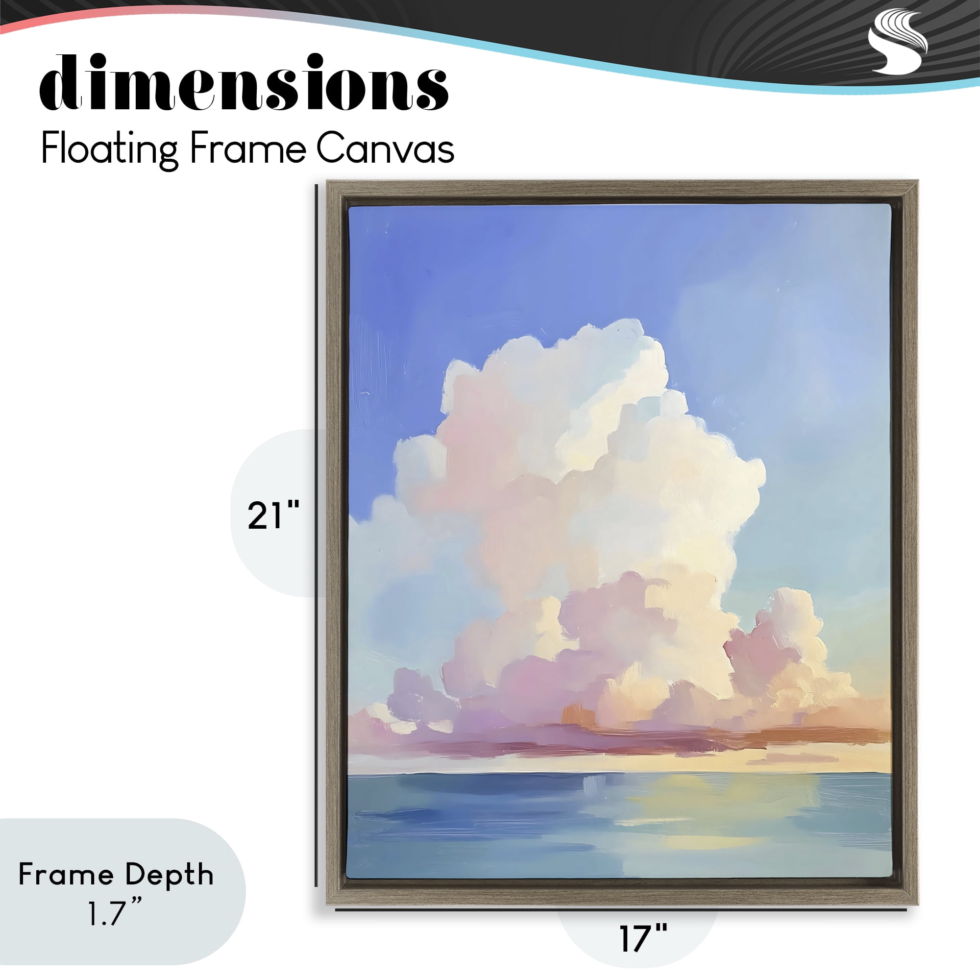 Stupell Industries Dreamy Pastel Clouds over Sea Brown Framed Floater Canvas Wall Art, design by The Prints Vibe