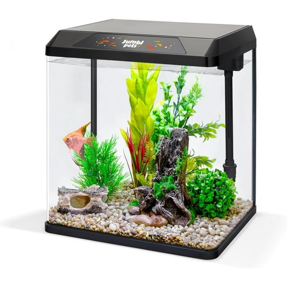 JumblPets Starter Fish Aquarium Kit, Kit d'Aquarium en Verre pour Débutants avec Éclairage LED & Plus (2 Gallons)