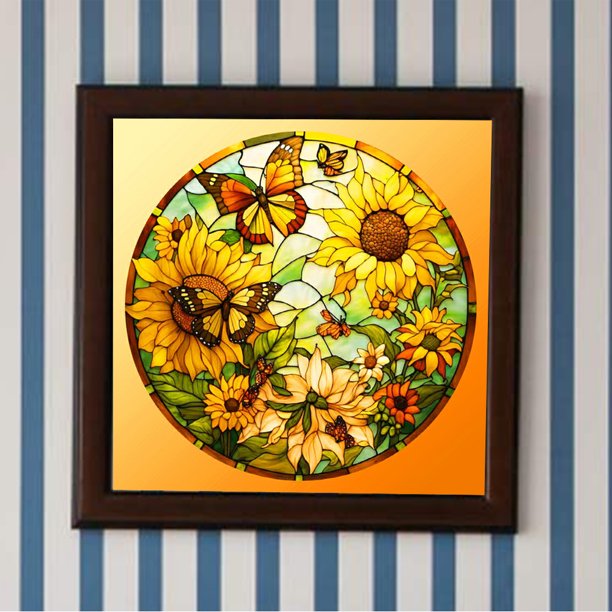 Cuadros Decorativos Pintura de diamante 5D DIY Taladro redondo completo Vidrieras Girasol Decoración (A7361) DQrwqpou embutido en tela